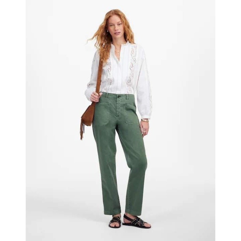 Madewell Utility Pant The Taper-Leg 2 Green Garment-Dyed Twill High-Rise‎